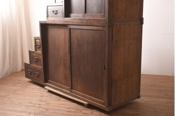 アンティーク家具　明治期　ケヤキ材　上手物　特大サイズの階段箪笥(R-036712)
