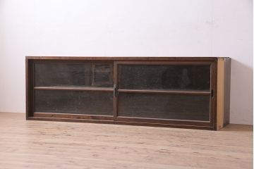 アンティーク家具　昭和中期　クリアガラス　シンプルデザインが魅力のレトロなローボード(テレビ台、収納棚、飾り棚)(R-036714)
