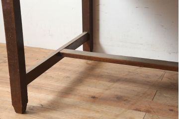 レトロ家具　木製　栓材　温もりたっぷりの大振りな片袖机(デスク、在宅用、在宅ワーク)(R-036716)