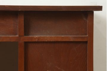 レトロ家具　ナラ材　昭和レトロの素朴な両袖デスク(机、在宅ワーク、在宅用)(R-036718)