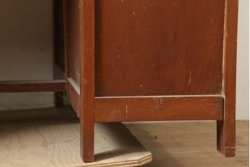 レトロ家具　ナラ材　昭和レトロの素朴な両袖デスク(机、在宅ワーク、在宅用)(R-036718)