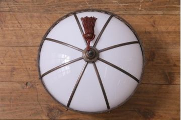 アンティーク照明　和製アンティーク　タッセル(飾り房)付き　提灯のような形が魅力の吊り下げ照明(天井照明、ペンダントライト)(R-036729)