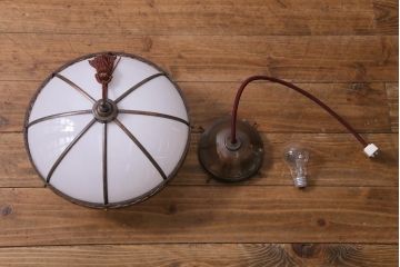 アンティーク照明　和製アンティーク　タッセル(飾り房)付き　提灯のような形が魅力の吊り下げ照明(天井照明、ペンダントライト)(R-036730)