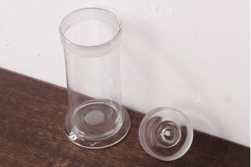 レトロ雑貨　丸いつまみが可愛らしいアンティーク標本瓶(ガラスビン、硝子瓶)(R-036738)