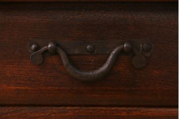 アンティーク家具　明治大正期　総ケヤキ材　レア品　天板一枚板の上質な両袖デスク(文机)