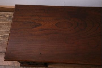 アンティーク家具　明治大正期　総ケヤキ材　レア品　天板一枚板の上質な両袖デスク(文机)
