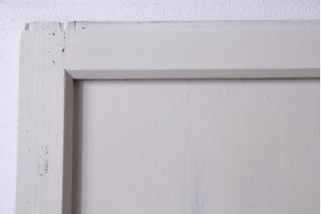 アンティーク建具　ラフジュ工房オリジナルステンドグラス　結霜ガラス・モールガラス入り　アンティークペイントに色ガラスが映える板戸2枚セット(建具、引き戸、ガラス帯戸)(R-036742)
