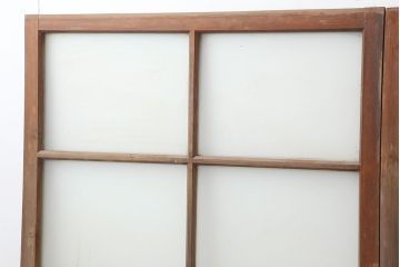アンティーク建具　木味が魅力のレトロなガラス戸2枚セット(窓、引き戸)(R-036744)