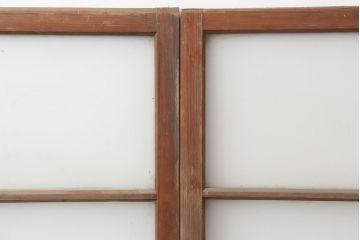 アンティーク建具　木味が魅力のレトロなガラス戸2枚セット(窓、引き戸)(R-036744)