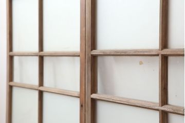 アンティーク建具　木味が魅力のレトロなガラス戸2枚セット(窓、引き戸)(R-036744)