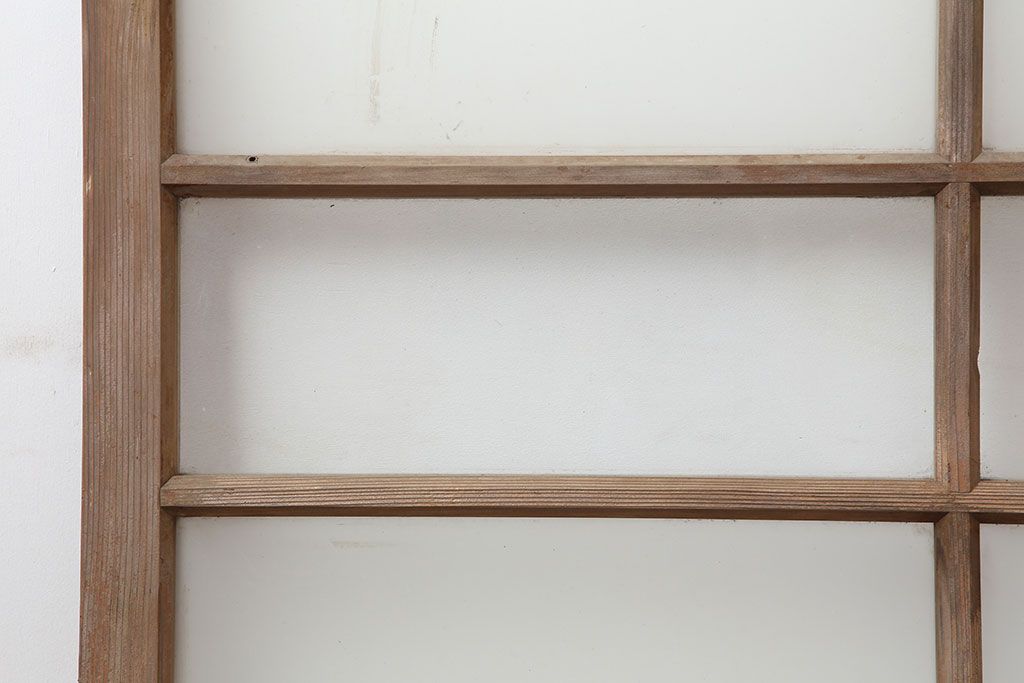 アンティーク建具　木味が魅力のレトロなガラス戸2枚セット(窓、引き戸)(R-036744)