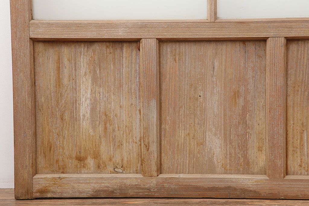 アンティーク建具　木味が魅力のレトロなガラス戸2枚セット(窓、引き戸)(R-036744)