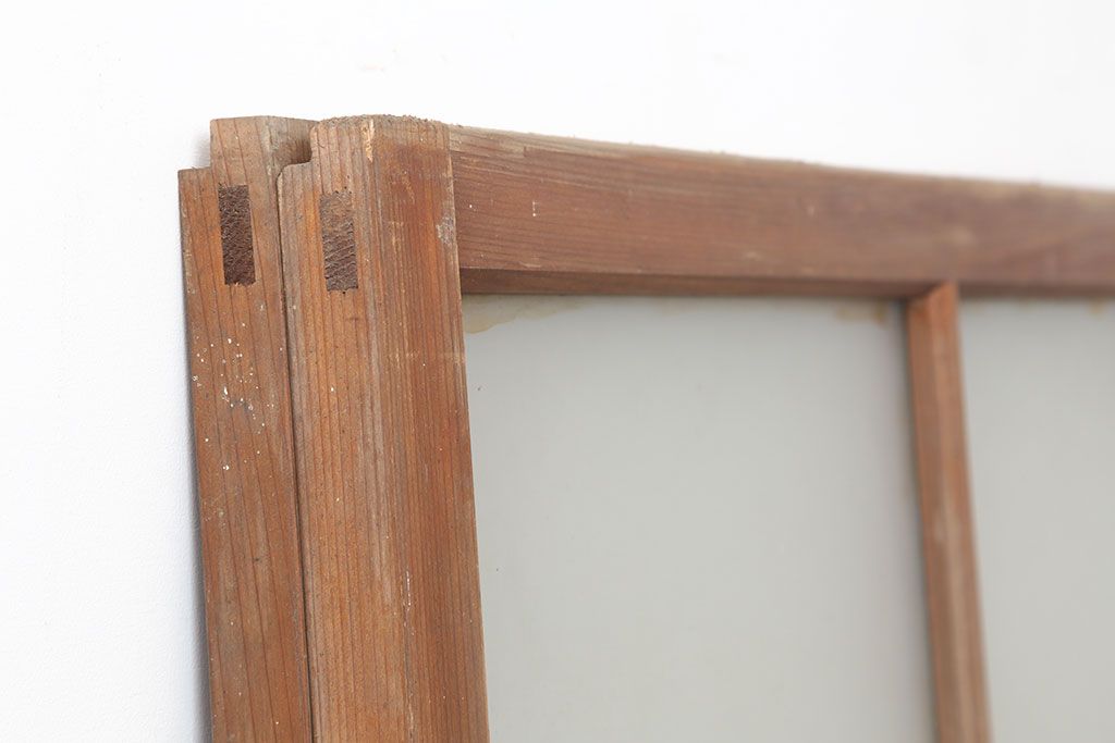 アンティーク建具　木味が魅力のレトロなガラス戸2枚セット(窓、引き戸)(R-036744)