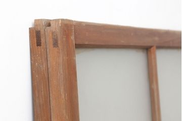 アンティーク建具　木味が魅力のレトロなガラス戸2枚セット(窓、引き戸)(R-036744)