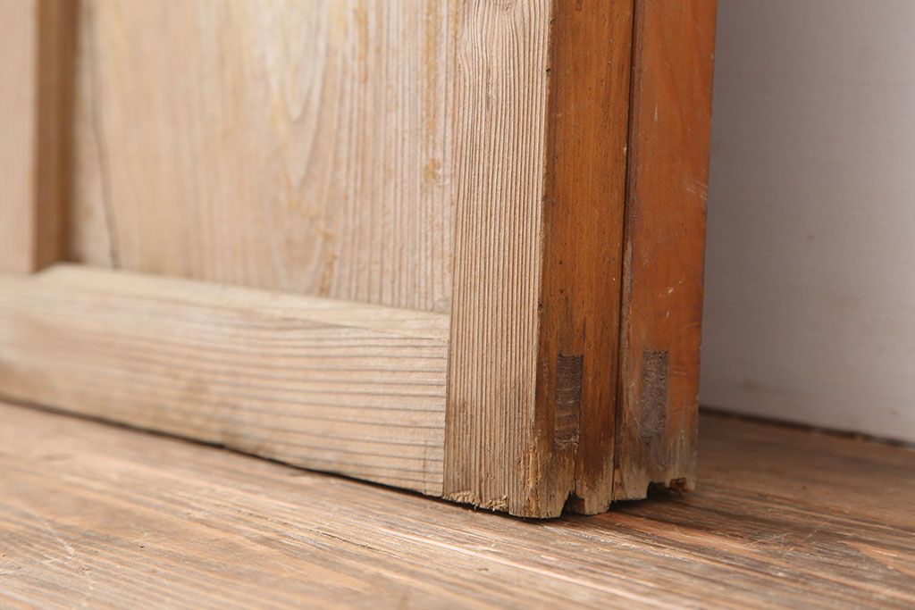 アンティーク建具　木味が魅力のレトロなガラス戸2枚セット(窓、引き戸)(R-036744)
