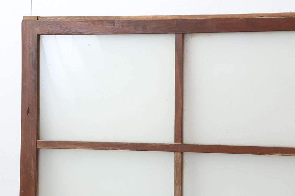 アンティーク建具　木味が魅力のレトロなガラス戸2枚セット(窓、引き戸)(R-036744)