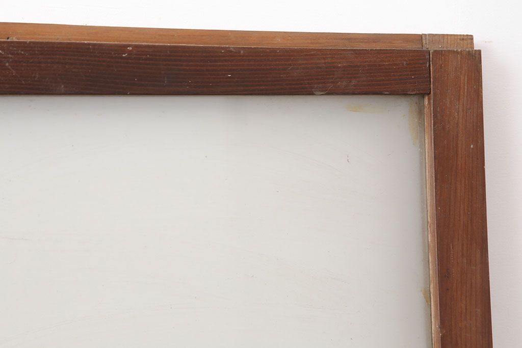 アンティーク建具　木味が魅力のレトロなガラス戸2枚セット(窓、引き戸)(R-036744)