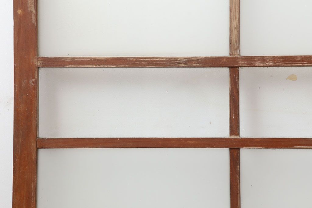 アンティーク建具　木味が魅力のレトロなガラス戸2枚セット(窓、引き戸)(R-036744)