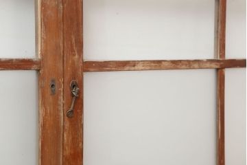 アンティーク建具　木味が魅力のレトロなガラス戸2枚セット(窓、引き戸)(R-036744)