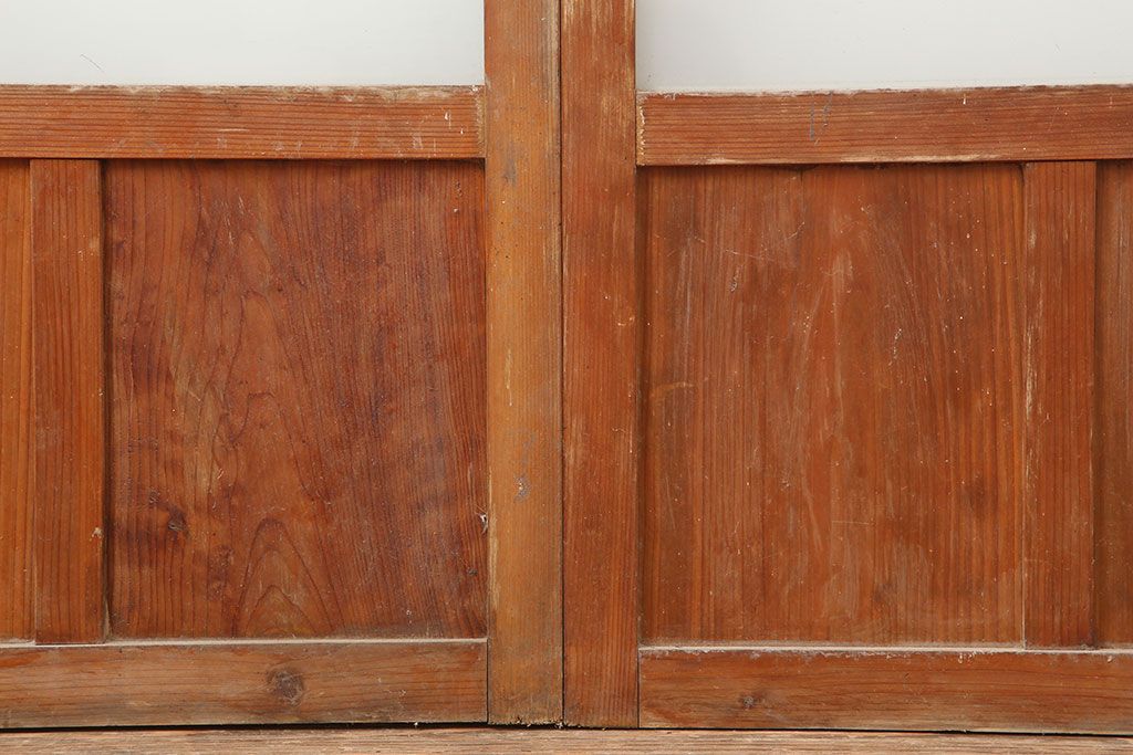 アンティーク建具　木味が魅力のレトロなガラス戸2枚セット(窓、引き戸)(R-036744)