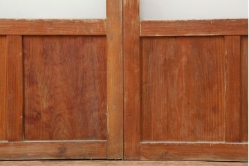 アンティーク建具　木味が魅力のレトロなガラス戸2枚セット(窓、引き戸)(R-036744)