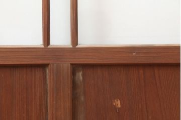 アンティーク建具　木味が魅力のレトロなガラス戸3枚セット(建具、引き戸)(R-036745)