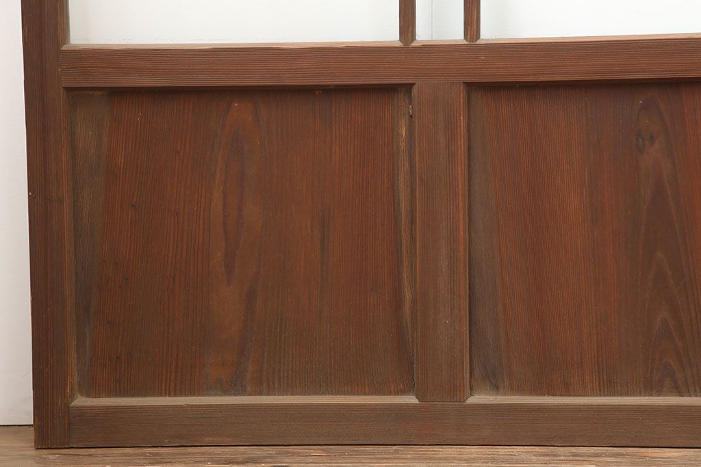 アンティーク建具　木味が魅力のレトロなガラス戸3枚セット(建具、引き戸)(R-036745)