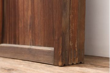 アンティーク建具　木味が魅力のレトロなガラス戸3枚セット(建具、引き戸)(R-036745)