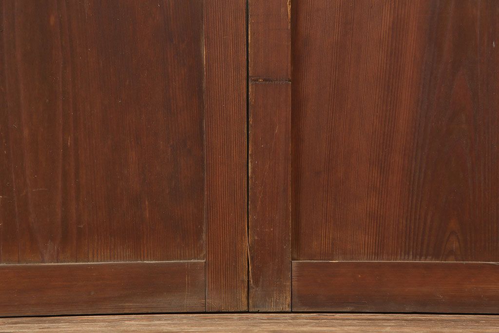 アンティーク建具　木味が魅力のレトロなガラス戸3枚セット(建具、引き戸)(R-036745)