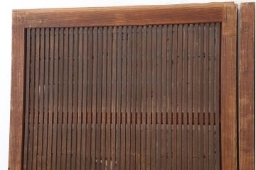 アンティーク建具　和製アンティーク　裏障子枠付き　幅狭　和モダンな空間づくりにおすすめな格子戸2枚セット(建具、引き戸)(R-036746)
