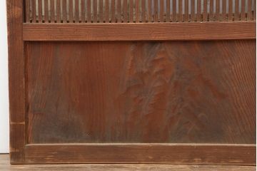 アンティーク建具　和製アンティーク　裏障子枠付き　幅狭　和モダンな空間づくりにおすすめな格子戸2枚セット(建具、引き戸)(R-036746)