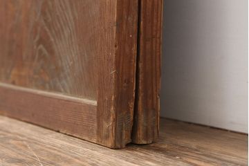 アンティーク建具　和製アンティーク　裏障子枠付き　幅狭　和モダンな空間づくりにおすすめな格子戸2枚セット(建具、引き戸)(R-036746)