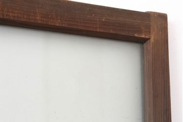 アンティーク建具　昭和初期　シンプルな木製フレームのガラス戸2枚セット　(R-036747)