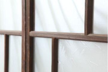 アンティーク建具　昭和初期　シンプルな木製フレームのガラス戸2枚セット　(R-036747)