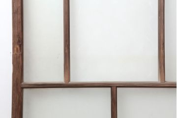 アンティーク建具　昭和初期　シンプルな木製フレームのガラス戸2枚セット　(R-036747)