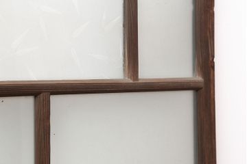 アンティーク建具　昭和初期　シンプルな木製フレームのガラス戸2枚セット　(R-036747)