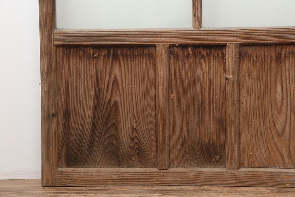 アンティーク建具　昭和初期　シンプルな木製フレームのガラス戸2枚セット　(R-036747)