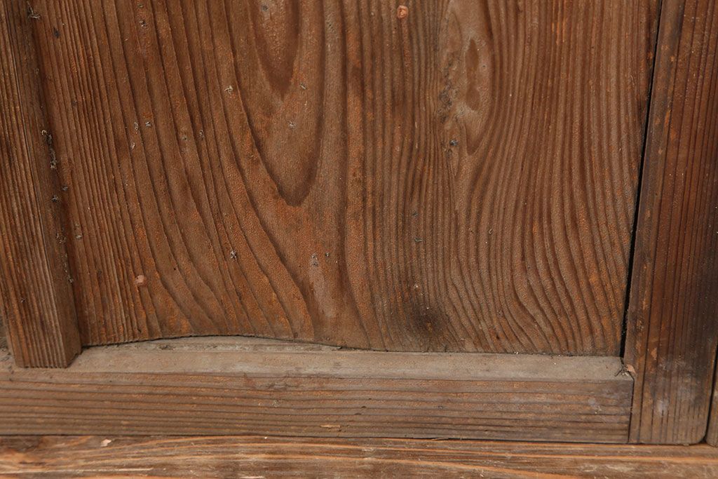 アンティーク建具　昭和初期　シンプルな木製フレームのガラス戸2枚セット　(R-036747)