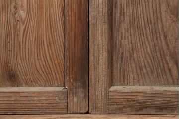 アンティーク建具　昭和初期　シンプルな木製フレームのガラス戸2枚セット　(R-036747)