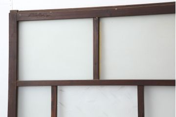 アンティーク建具　昭和初期　シンプルな木製フレームのガラス戸2枚セット　(R-036747)