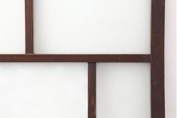 アンティーク建具　昭和初期　シンプルな木製フレームのガラス戸2枚セット　(R-036747)