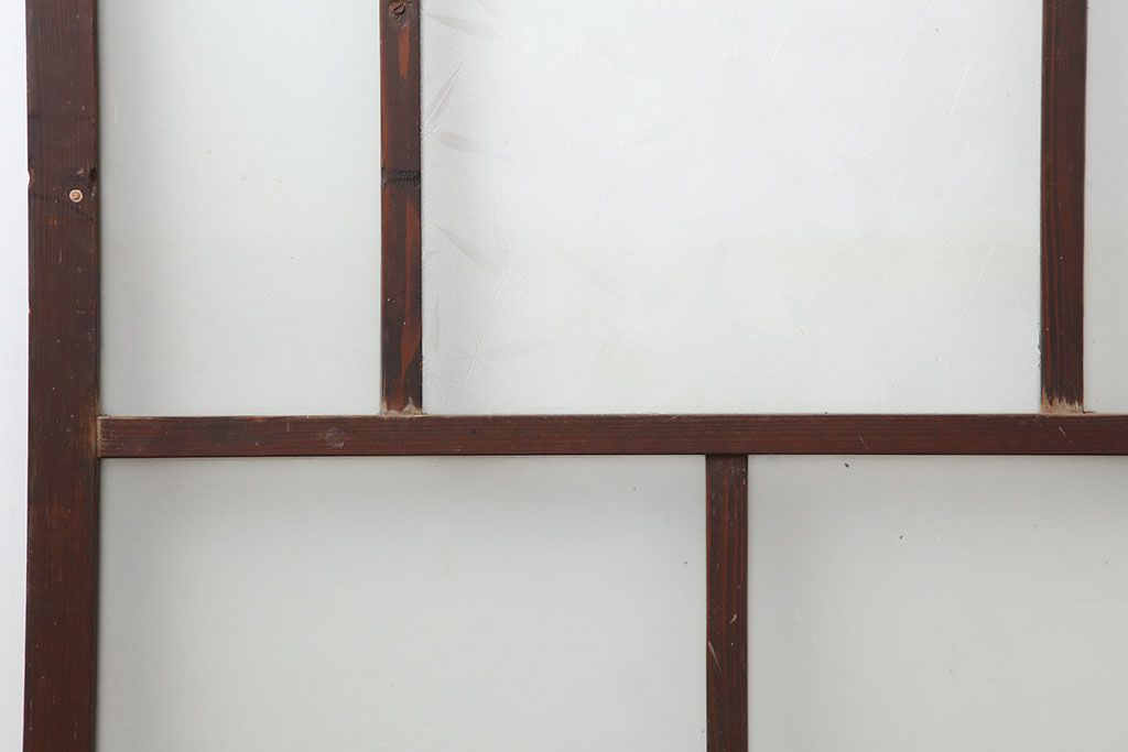 アンティーク建具　昭和初期　シンプルな木製フレームのガラス戸2枚セット　(R-036747)