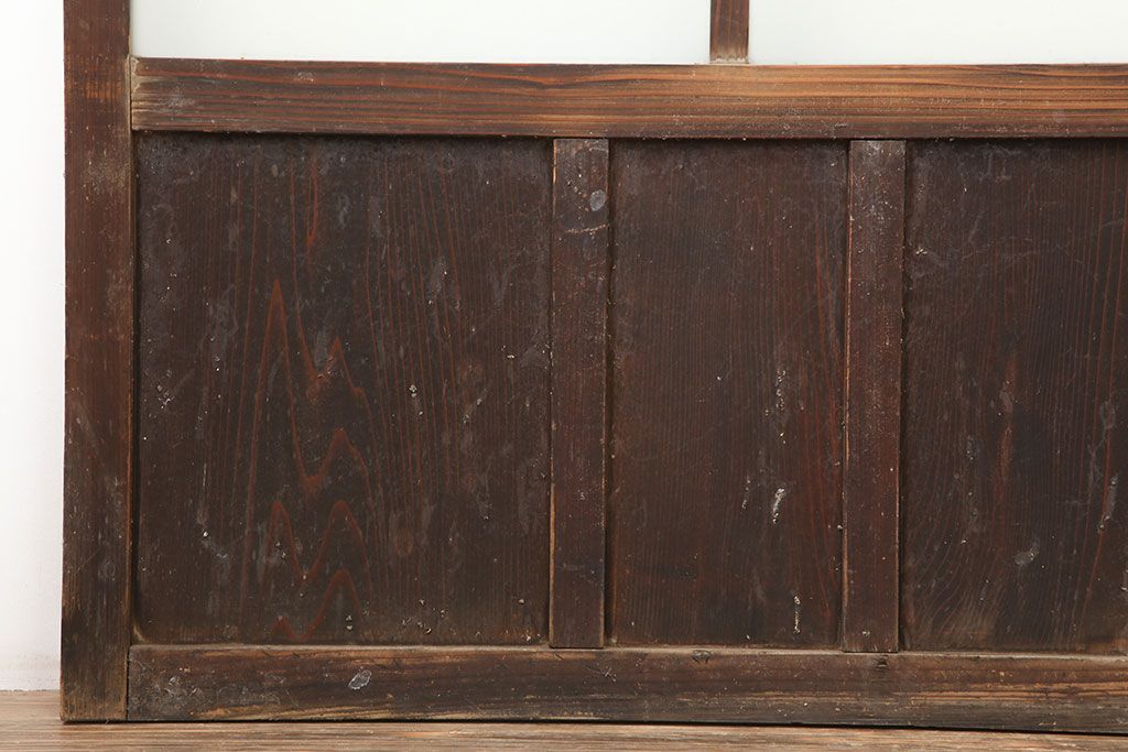 アンティーク建具　昭和初期　シンプルな木製フレームのガラス戸2枚セット　(R-036747)