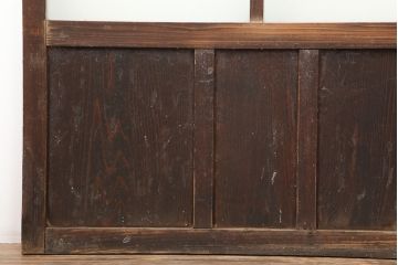 アンティーク建具　昭和初期　シンプルな木製フレームのガラス戸2枚セット　(R-036747)