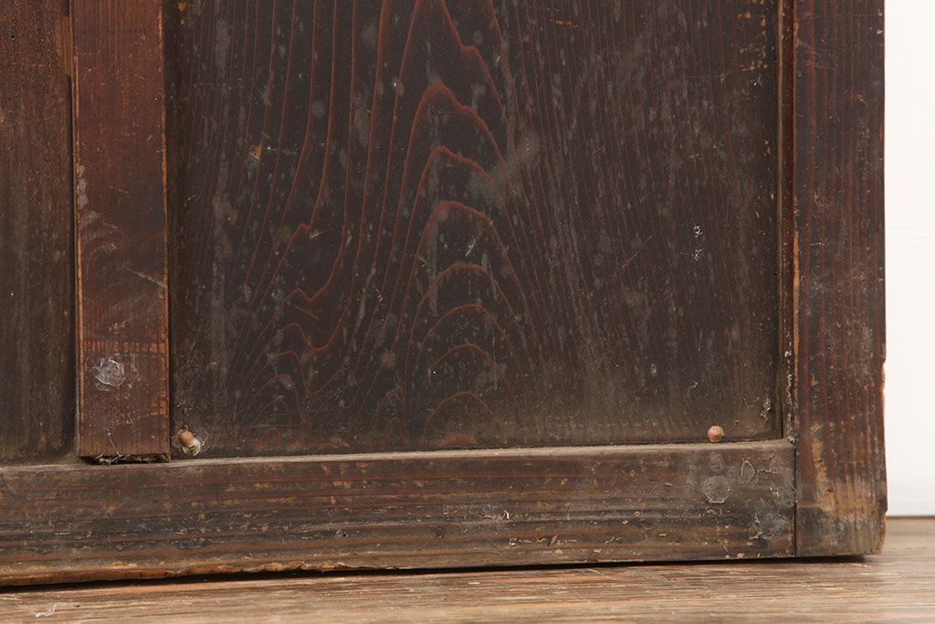 アンティーク建具　昭和初期　シンプルな木製フレームのガラス戸2枚セット　(R-036747)