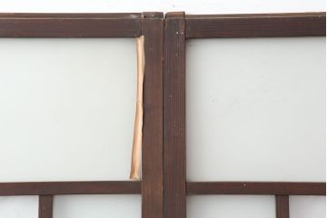アンティーク建具　和製アンティーク　昭和初期　シンプルな木製フレームのガラス戸2枚セット(建具、引き戸)(R-036747)