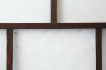 アンティーク建具　和製アンティーク　昭和初期　シンプルな木製フレームのガラス戸2枚セット(建具、引き戸)(R-036747)