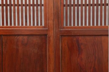 アンティーク建具　明治大正期　和モダンな格子帯戸2枚セット(引き戸、建具)(R-036750)