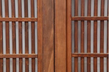 アンティーク建具　明治大正期　和モダンな格子帯戸2枚セット(引き戸、建具)(R-036750)