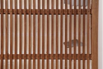 アンティーク建具　裏障子付き　木味と桟が魅力の格子戸2枚セット(引き戸、建具)(R-036753)